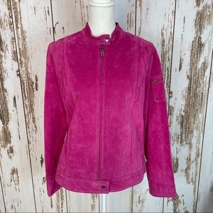 i.e Hot Pink Moto Genuine Suede Leather Jacket L